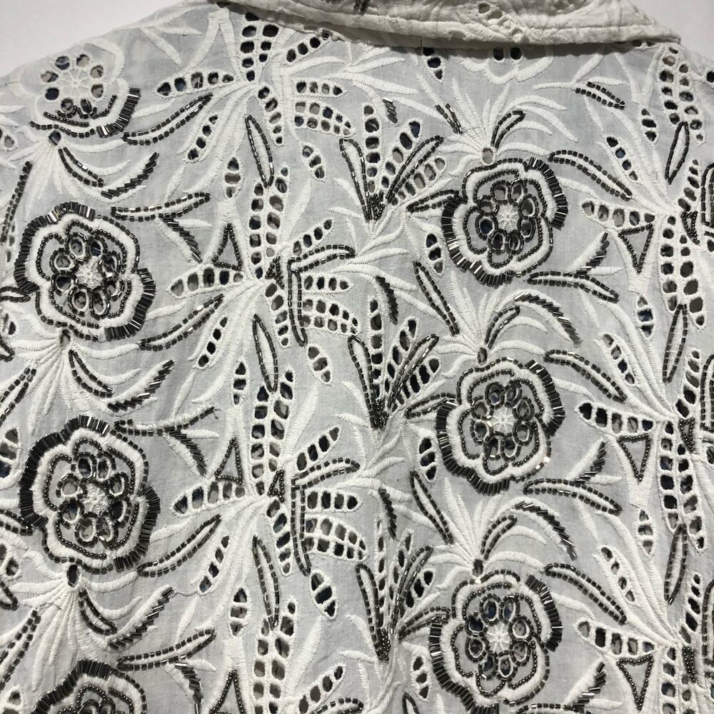 Free People Womens Venus Eyelet Lace Jacket White / Black Size M $528 - Picture 9 of 11